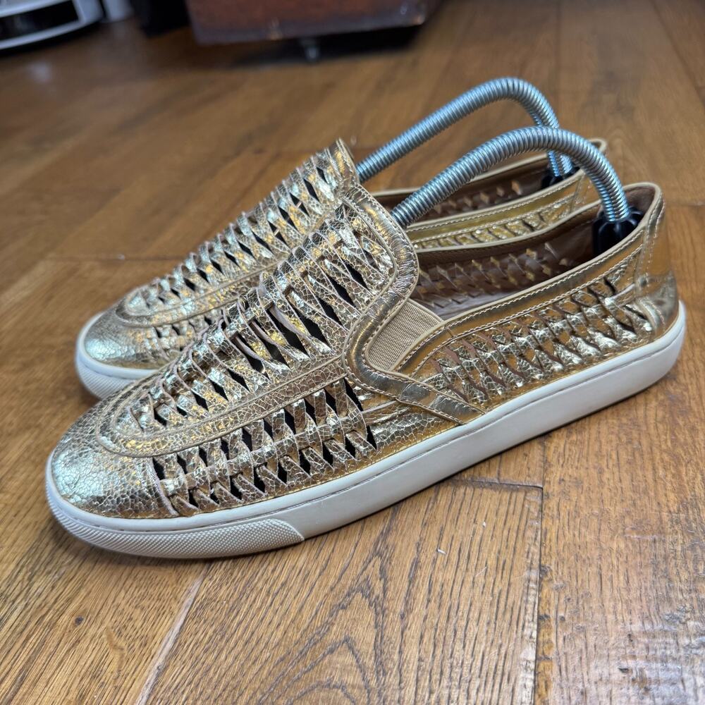 Tory Burch Huarache 2 Slip-On Sneakers Shoes Woven Golden Womens Size 10 M - Picture 4 of 6